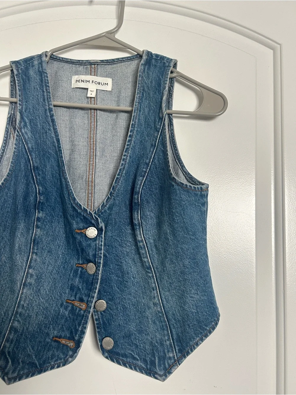Aritzia Denim Forum The 90's Mia Denim Vest Size S Boho Western Festival Chic - Picture 8 of 13